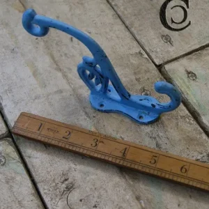 Swan Neck Coat Hook – Antique Dark Blue Cast Iron Wall Hook (130mm)