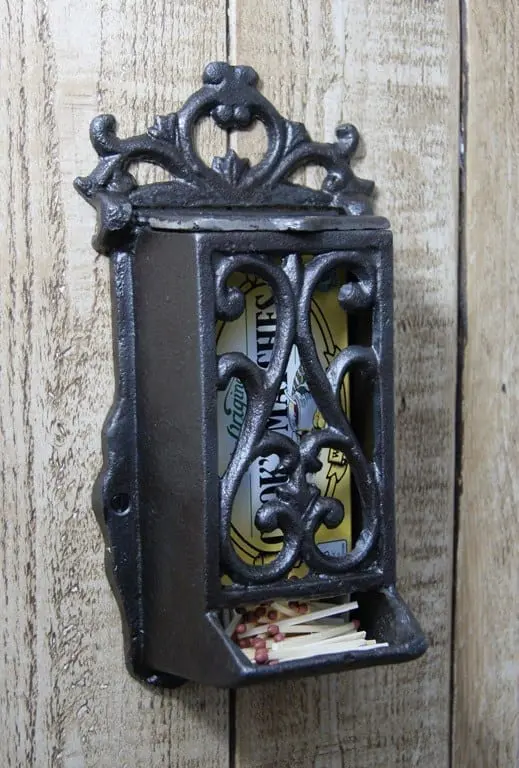 Matchbox Holder – Cast Antique Iron Wall or Shelf Accessory