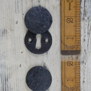 Round Escutcheon with Cover – Cast Antique Iron (35mm Diameter)