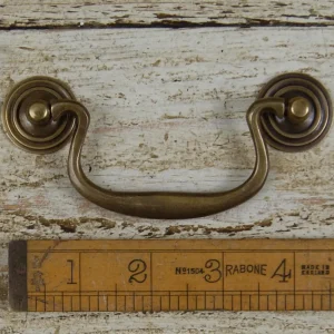 Antique Satin Brass Swan Neck Drop Cabinet Handle – 115mm