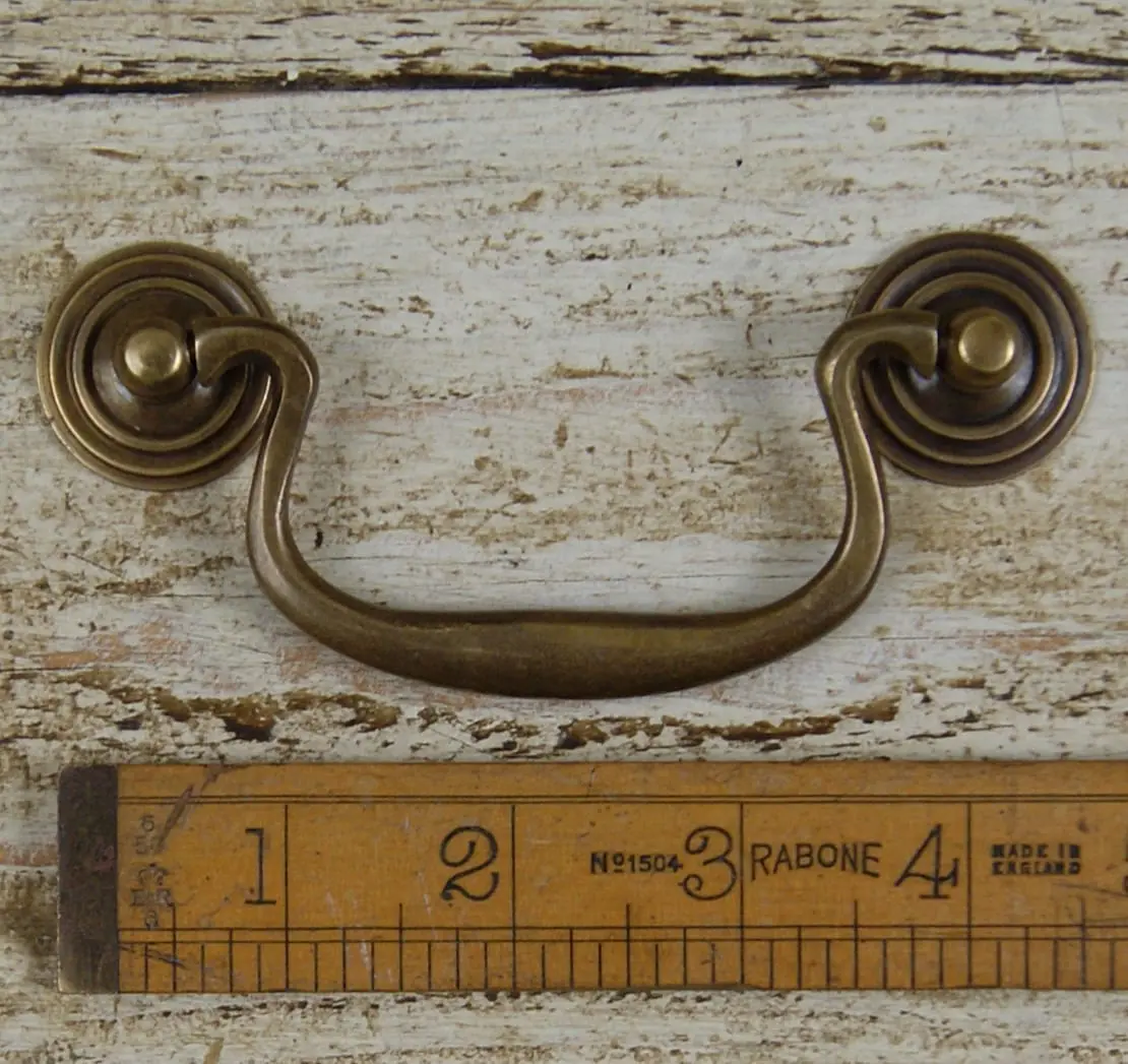 Antique Satin Brass Swan Neck Drop Cabinet Handle – 115mm