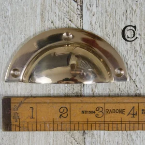 Solid Brass Cup Cabinet Handle – 92mm Front Fix