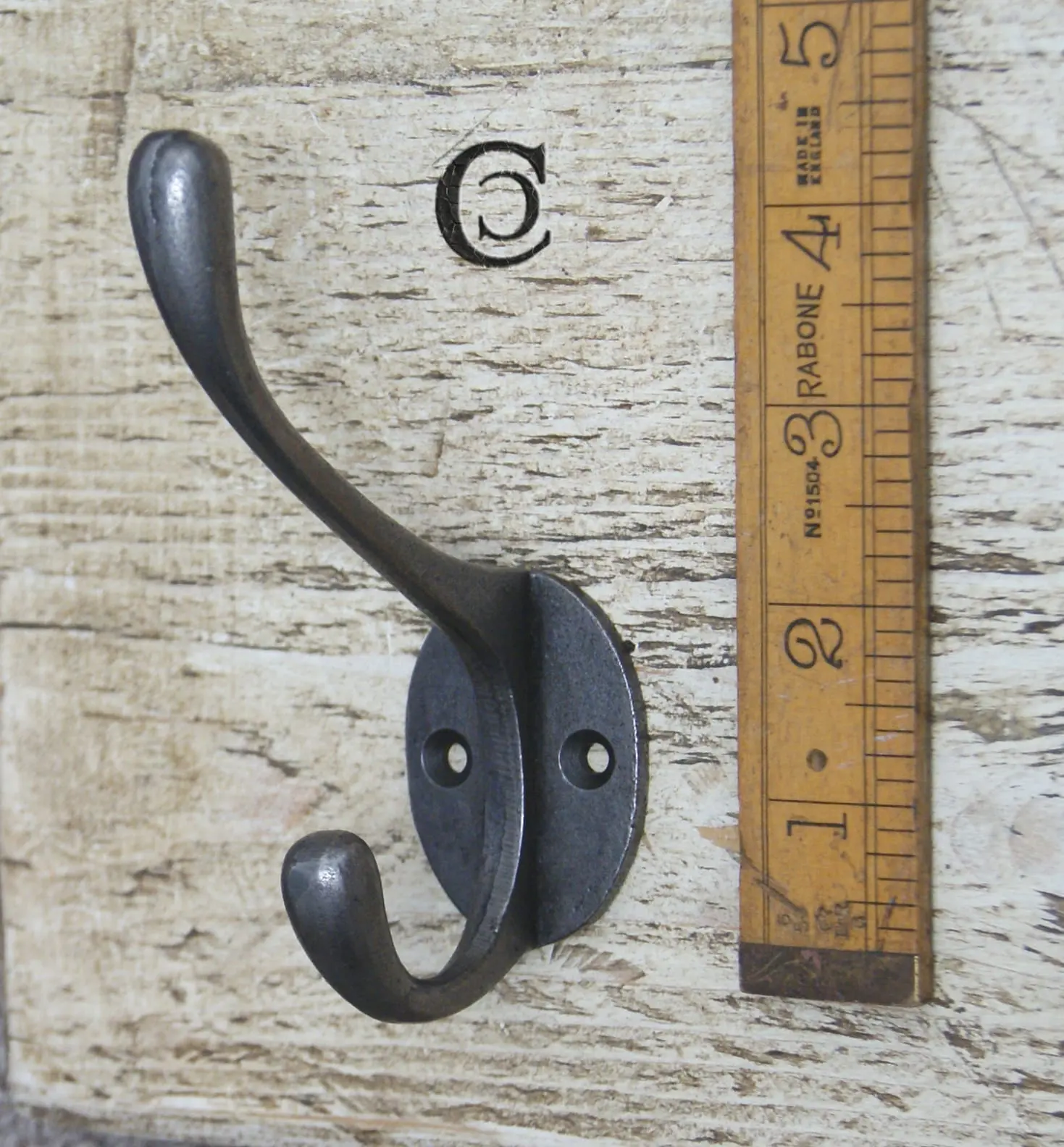 Victorian Hat & Coat Hook – Square Stem Cast Antique Iron (110mm)