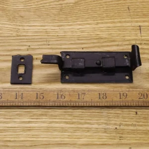 Fish Tail Slide Bolt – 4″ Hand Forged Iron with Black Wax Finish