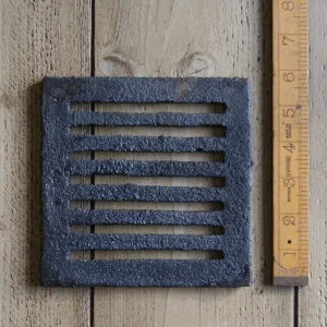 Square Cast Iron Drain Cover / Wall Vent – 6″ Lined Design (Antique Finish)