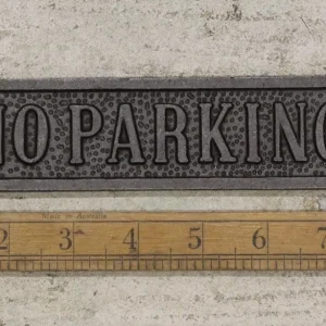 No Parking Plaque – Antique Cast Iron Sign (45mm x 152mm)