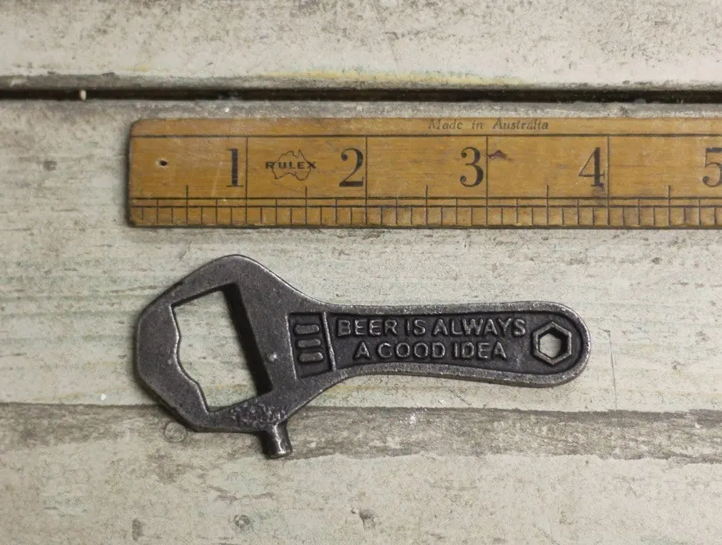 Beer is Always a Good Idea Bottle Opener – Wrench Shape Cast Antique Iron (Hand Held)
