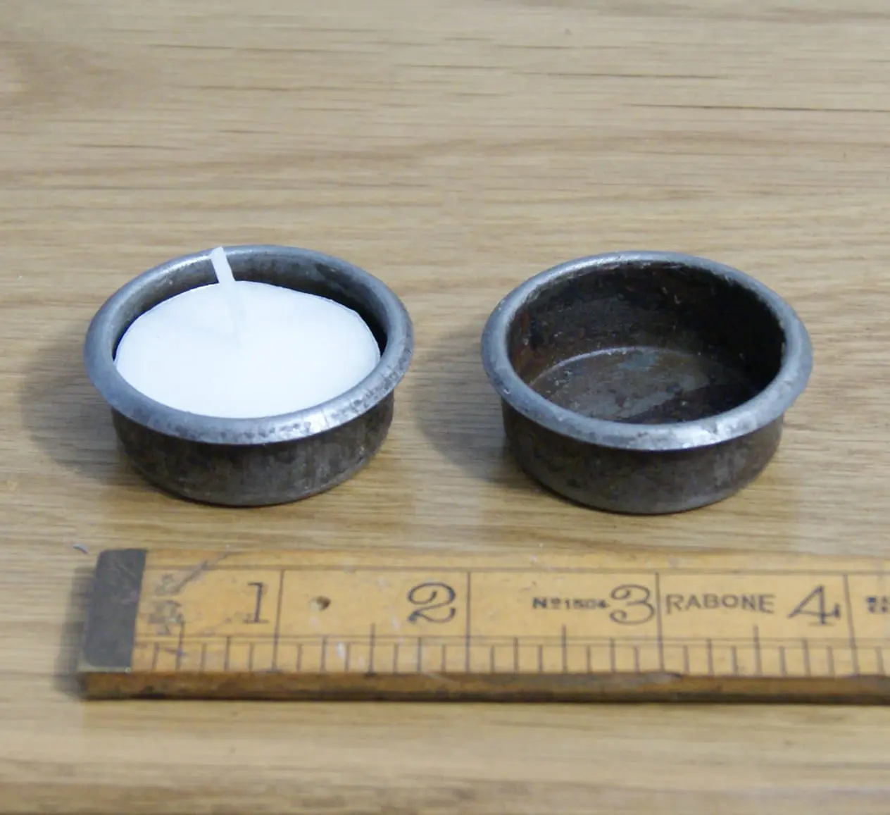 Tea Light Candle Holder – Pressed Antique Iron, 46mm Rim
