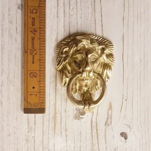 Lion Head Door Knocker – Small Solid Brass 75mm