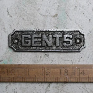 Gents Toilet Sign – Cast Antique Iron Plaque (120mm x 35mm)