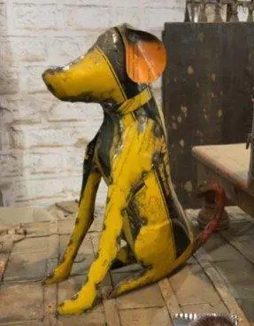 Tin Dog Ornament – 450mm Rustic Upcycled Metal Sculpture for Home or Garden