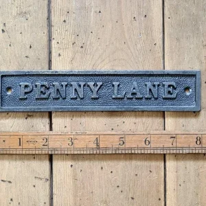 Penny Lane Plaque – Cast Antique Iron 200mm x 40mm
