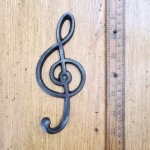 Music Clef Coat Hook – Decorative Cast Iron Wall Hook (Antique Finish, 160mm)