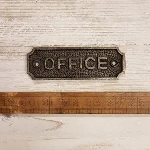 Office Plaque – Cast Iron Door Sign with Raised Lettering (115mm x 38mm)
