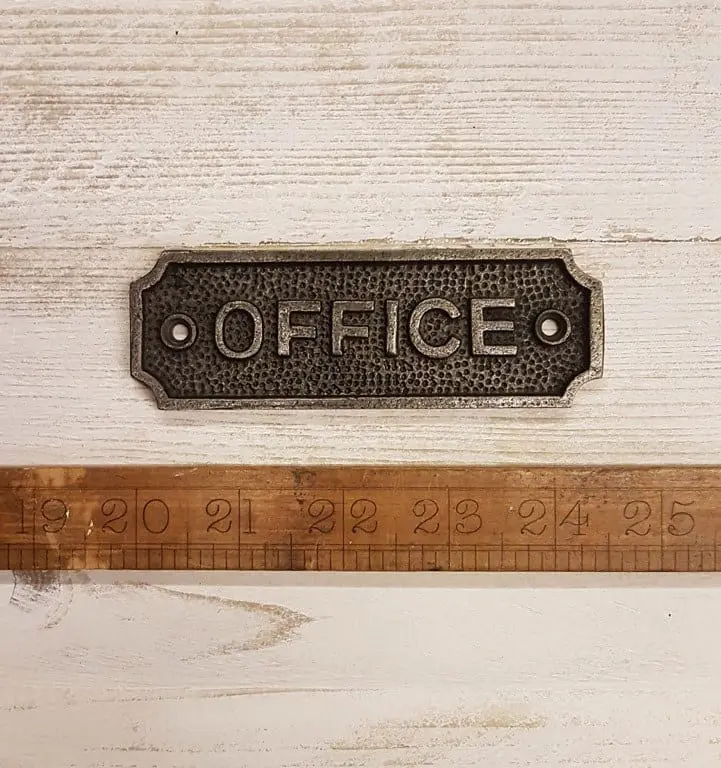 Office Plaque – Cast Iron Door Sign with Raised Lettering (115mm x 38mm)