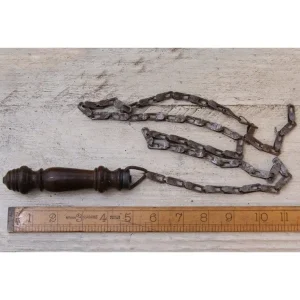 Antique Teak Toilet Pull – Traditional Cistern Handle with 1m Chain (130mm)